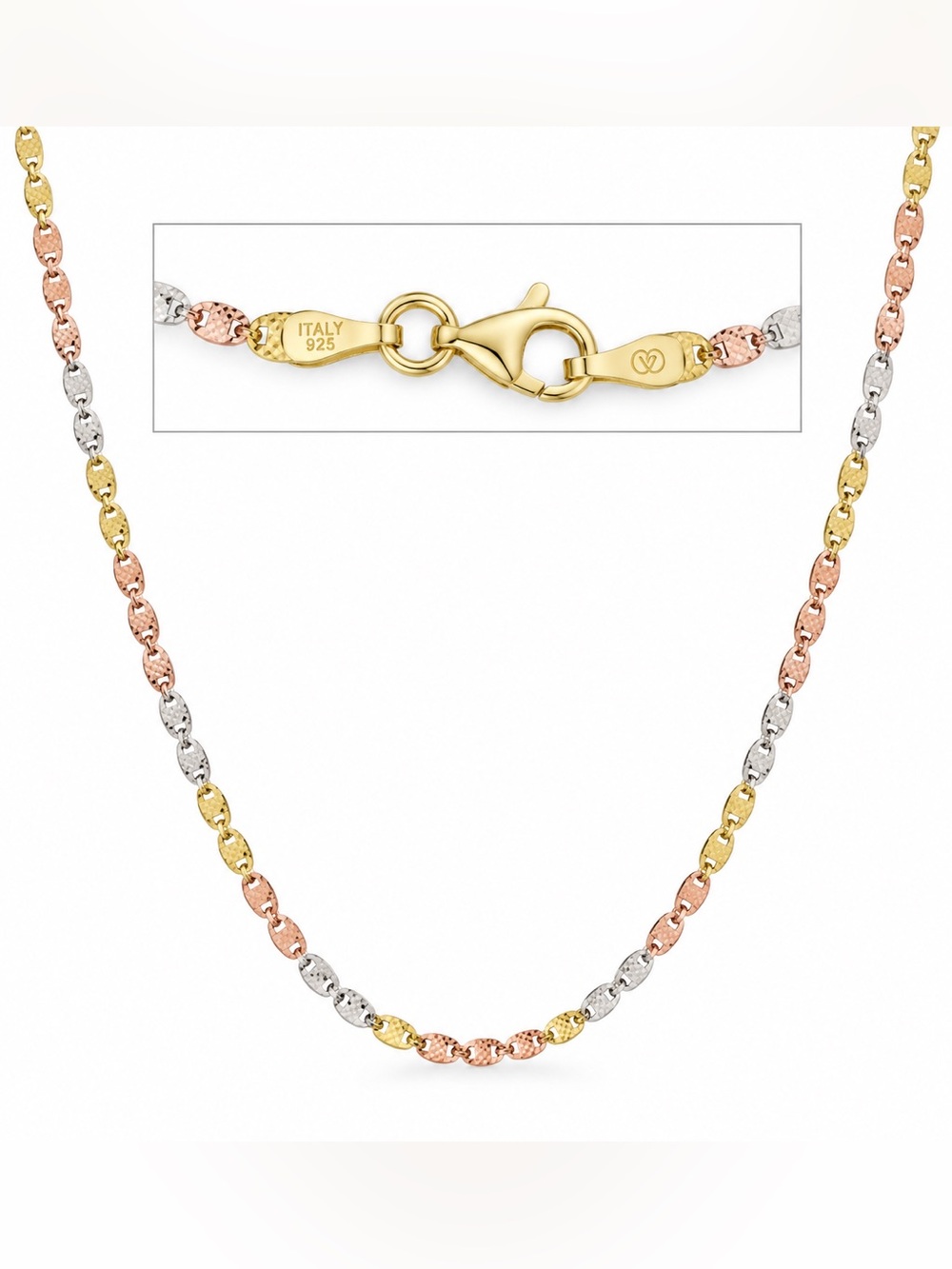 Elegant Tri-color mariner Chain Necklace 20 inch